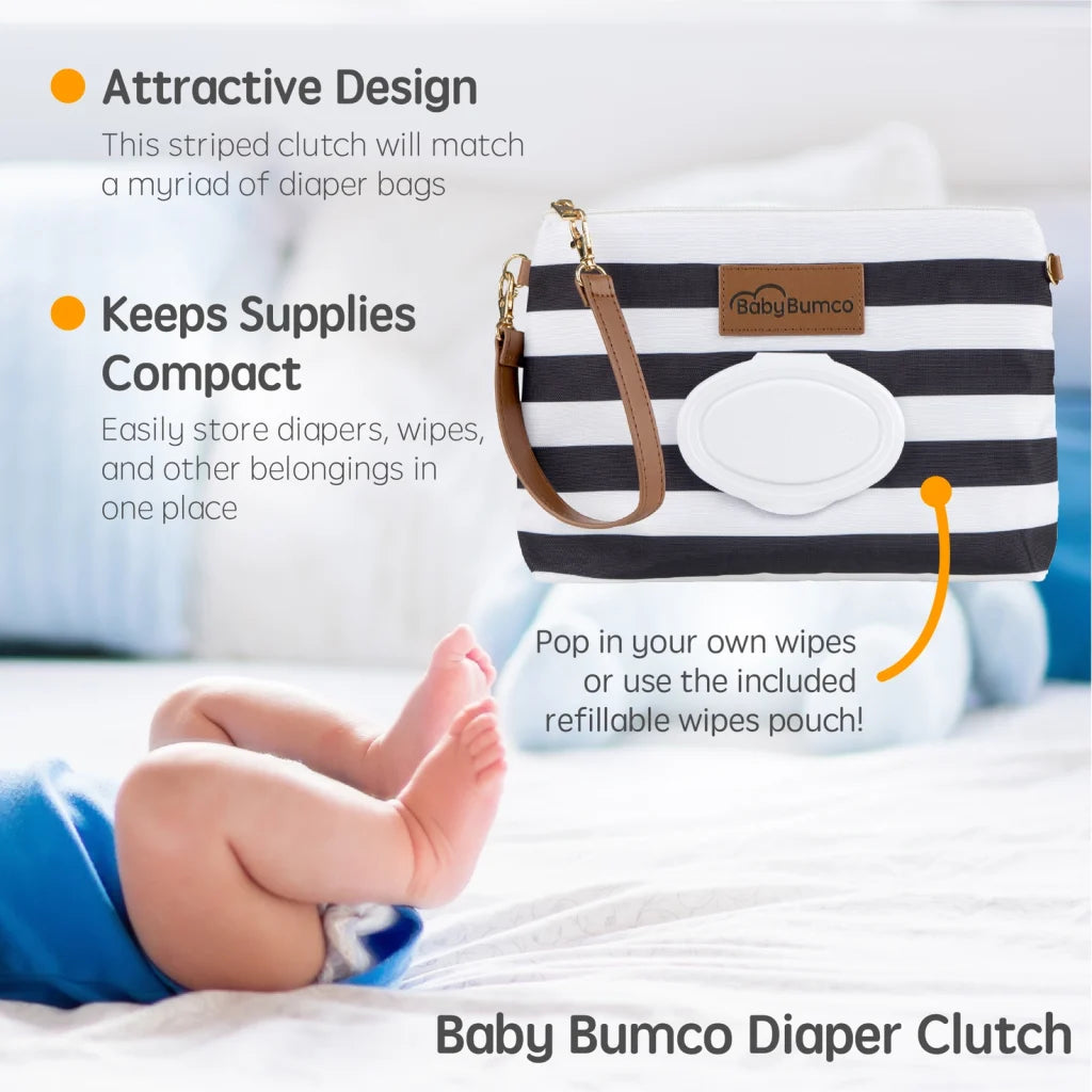 nappy clutch black striped