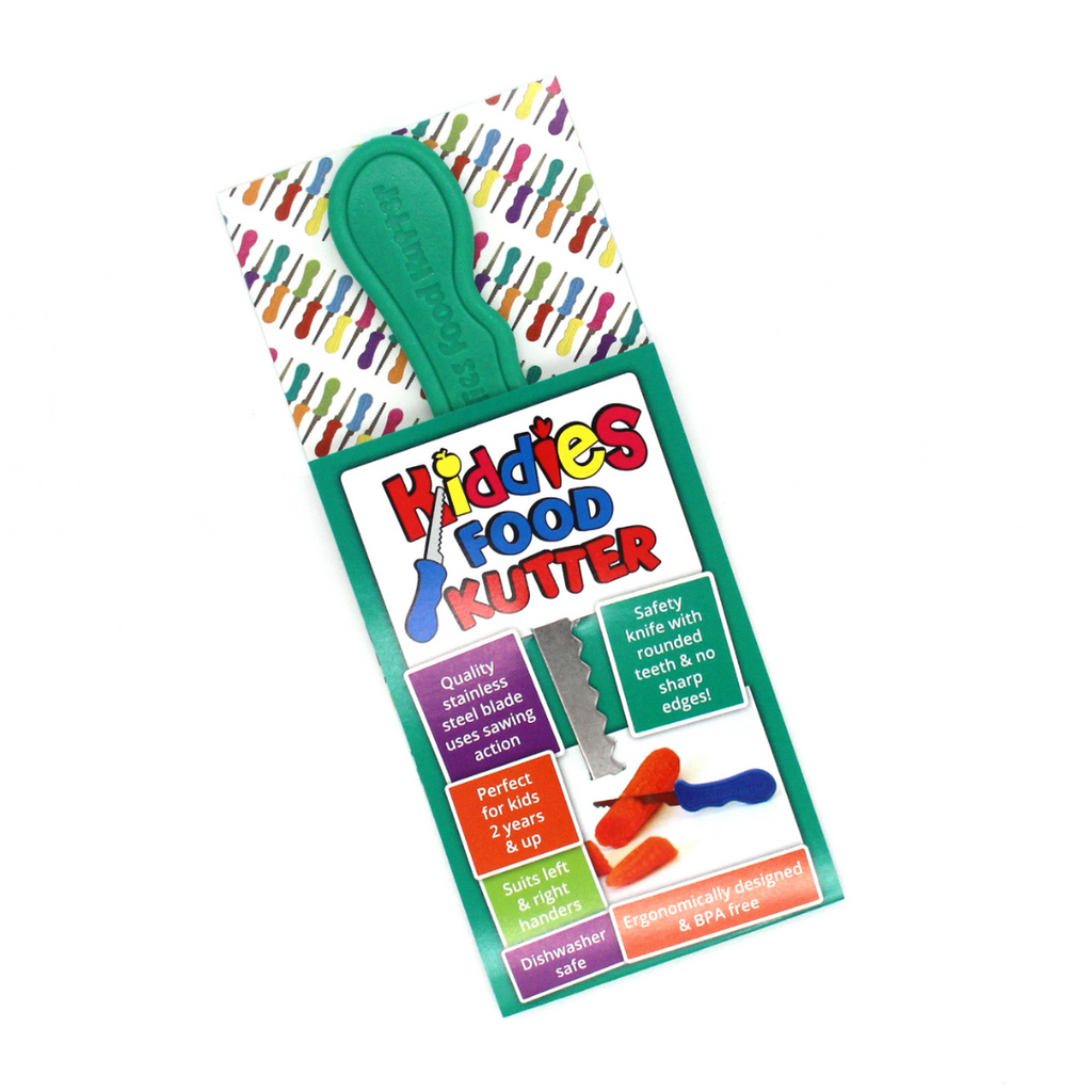 Children's food cutter with colorful packaging on a white background