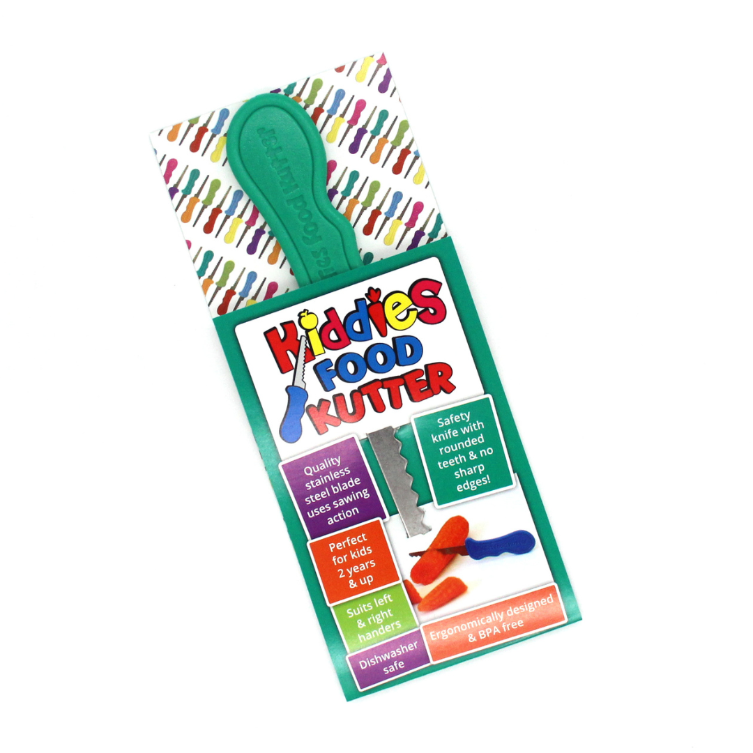 Children's food cutter with colorful packaging on a white background