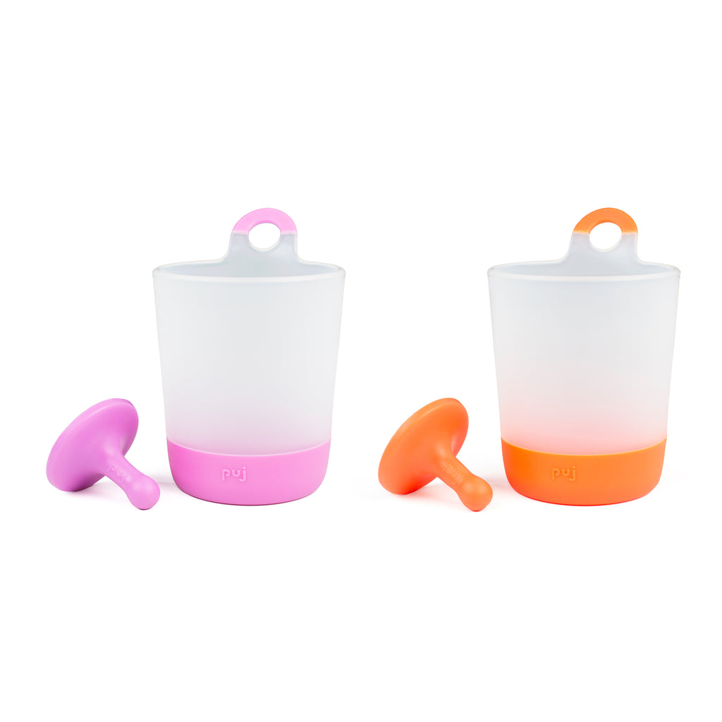 hangable kids cups pink and orange