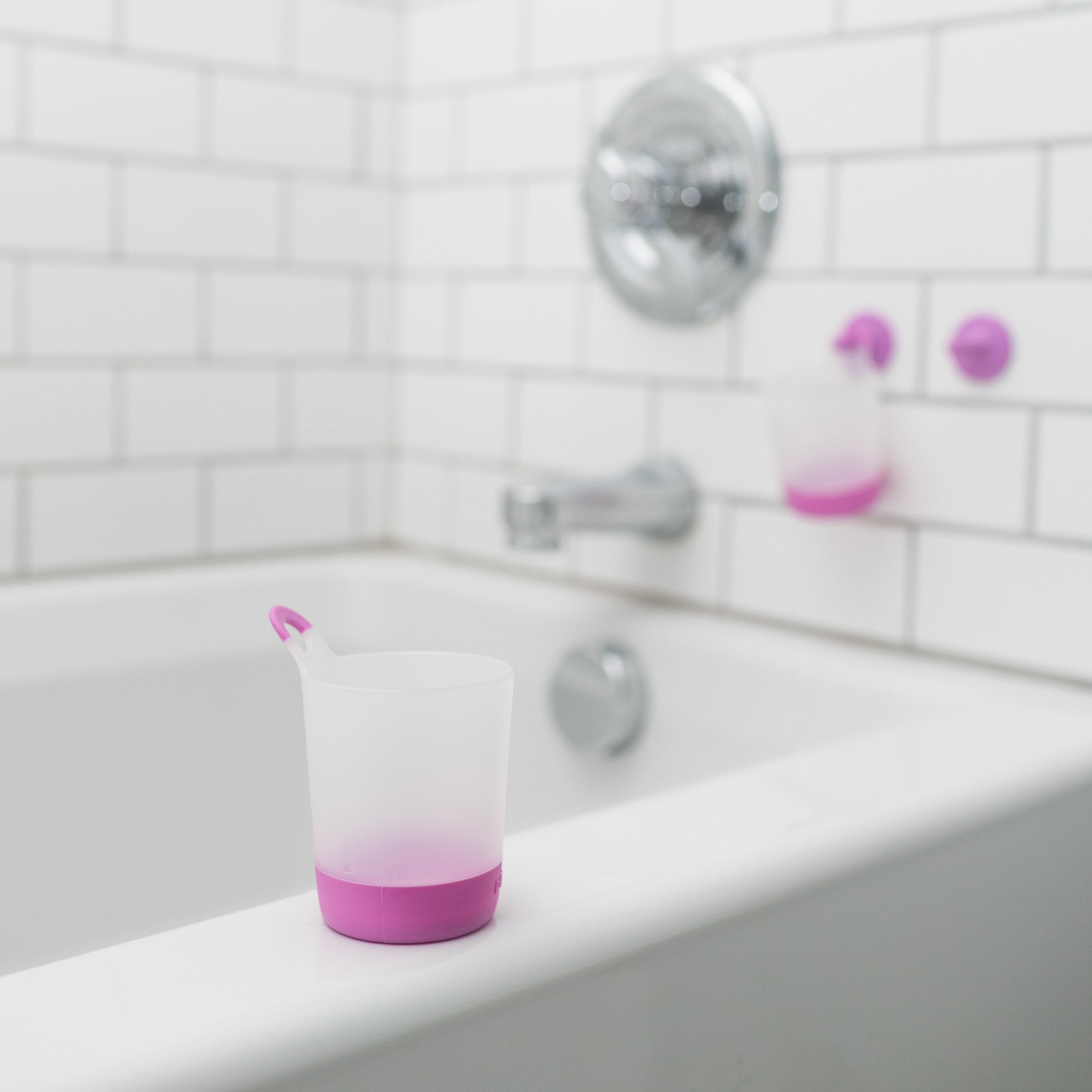 hangable kids cups in the bathroom