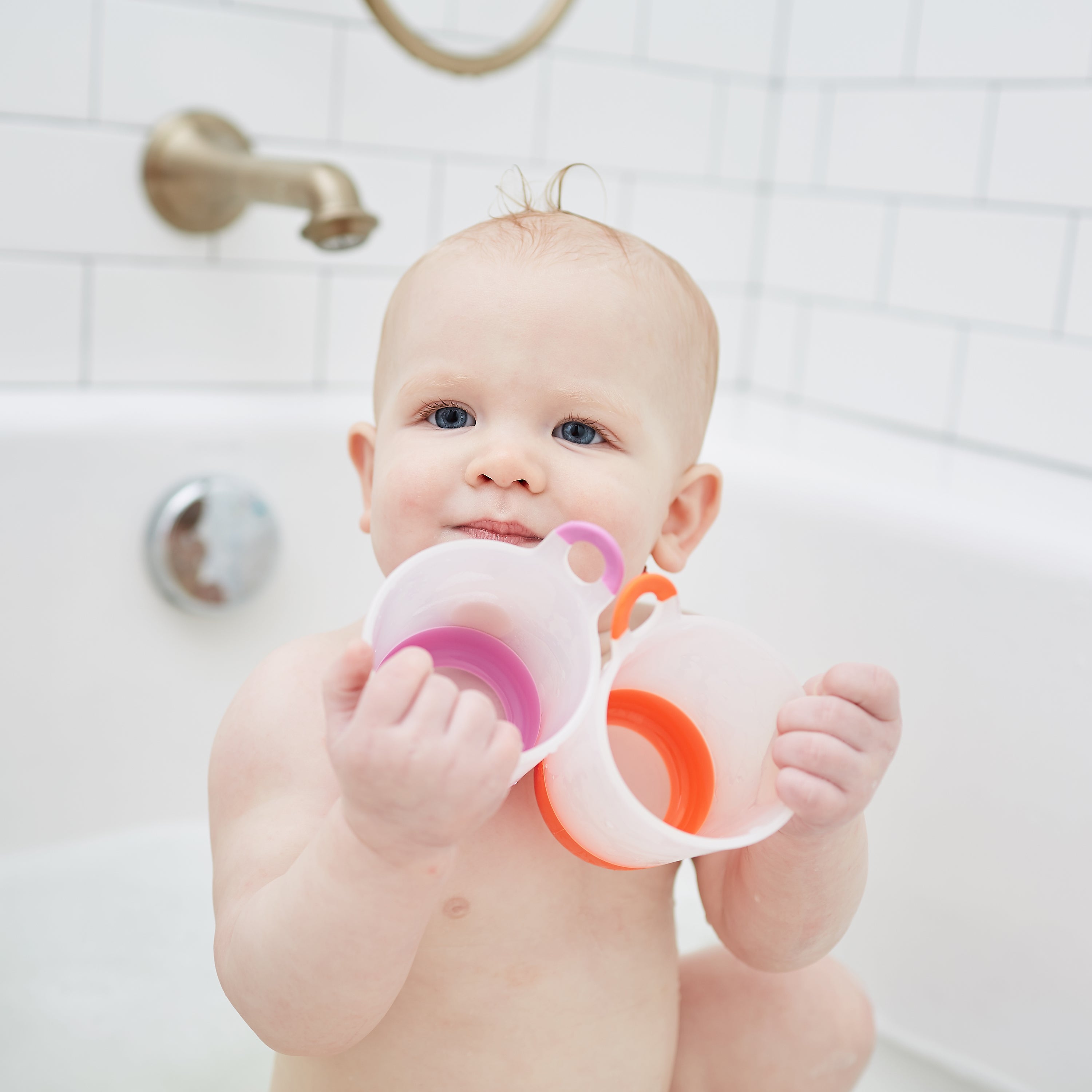 toddler with hangable kids cups