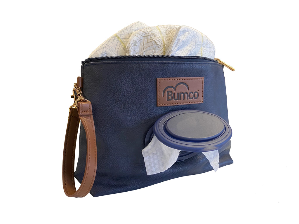 Bumco Vegan Leather Nappy Clutch in Navy