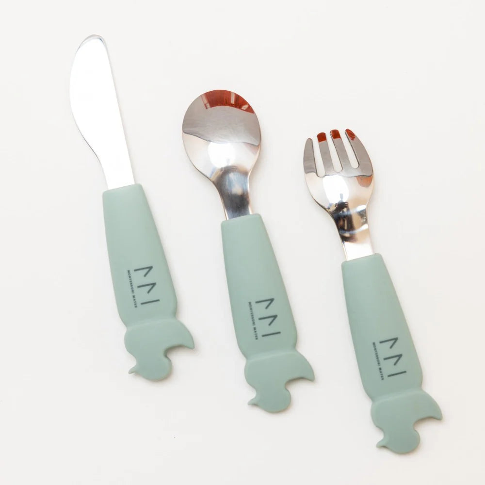 Soft Grip Toddler Cutlery Set - Spoon + Fork + Knife